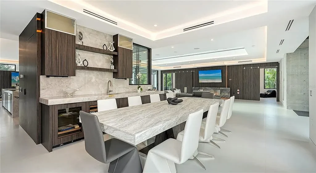 Private gym and 8-car garage at 1610 N Lodge Dr, a luxury Sarasota home with resort-style amenities and smart home features.