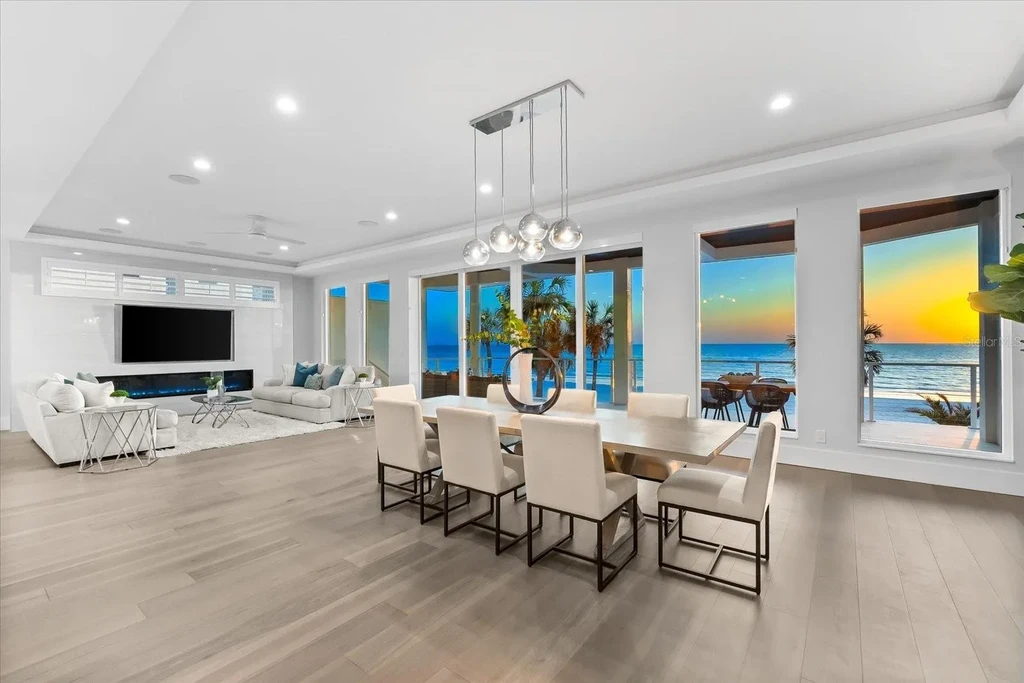 32 Gulf Blvd luxury beachfront estate in Indian Rocks Beach, FL featuring dual water frontage, modern coastal design, and private dock