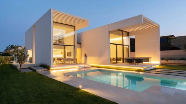 Oriol House by Rubén Muedra, A Sculptural White Concrete Retreat Overlooking a Valencian Golf Course