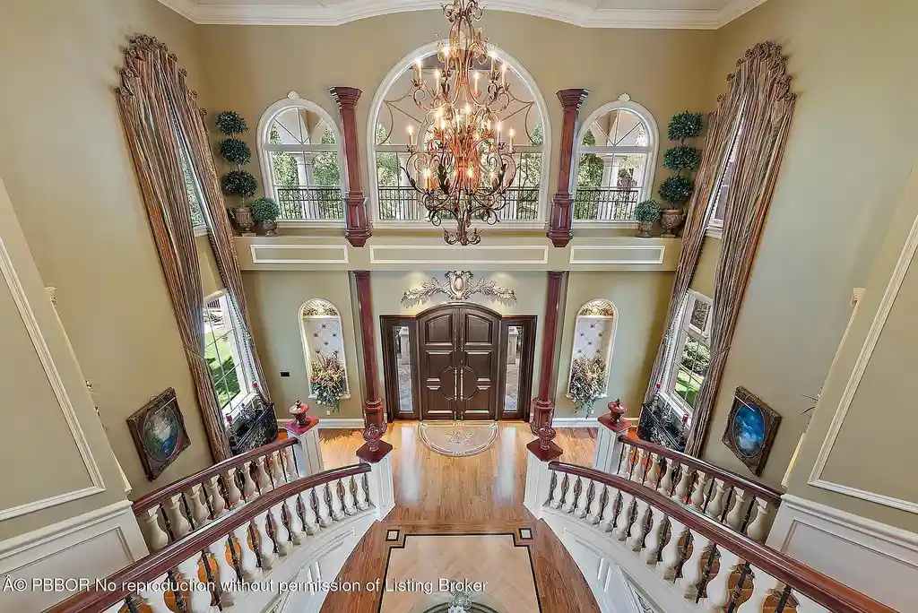 Aerial shot of the waterfront estate at 2330 Seven Oaks Ln with deep-water dock and 150 feet of Intracoastal frontage
