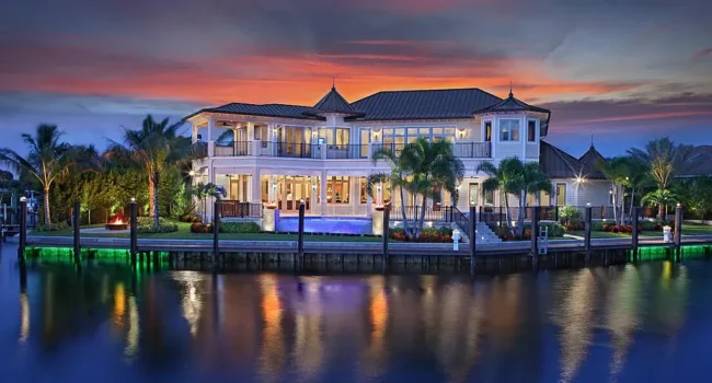 $12 Million Palm Beach Gardens Waterfront Masterpiece With 210′ Dock, Saltwater Pool, and Luxe Interiors