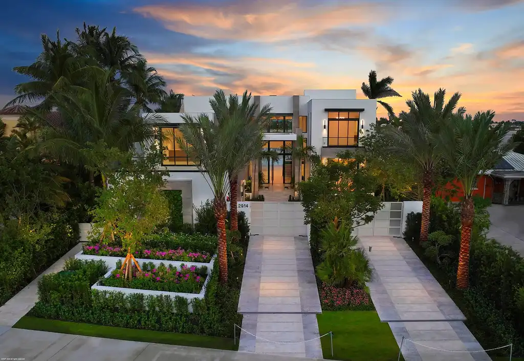 Luxury modern waterfront estate at 2914 N Flagler Drive with rooftop decks and saltwater pool in West Palm Beach