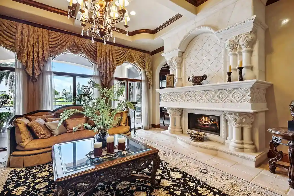 Luxury waterfront estate at 3870 NE 31st Avenue in Lighthouse Point with private dock, pool, and Mediterranean architecture