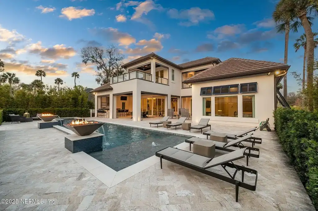 141 S ROSCOE Boulevard luxury waterfront home in Ponte Vedra Beach featuring private dock, saltwater pool, and Intracoastal views