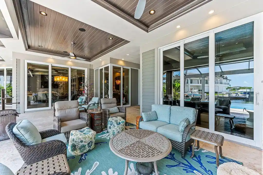 Front view of 1611 Collingswood Ct, a luxurious $8.9M waterfront home in Marco Island with Gulf access, infinity pool, and expansive lanai – a standout in Marco Island real estate.