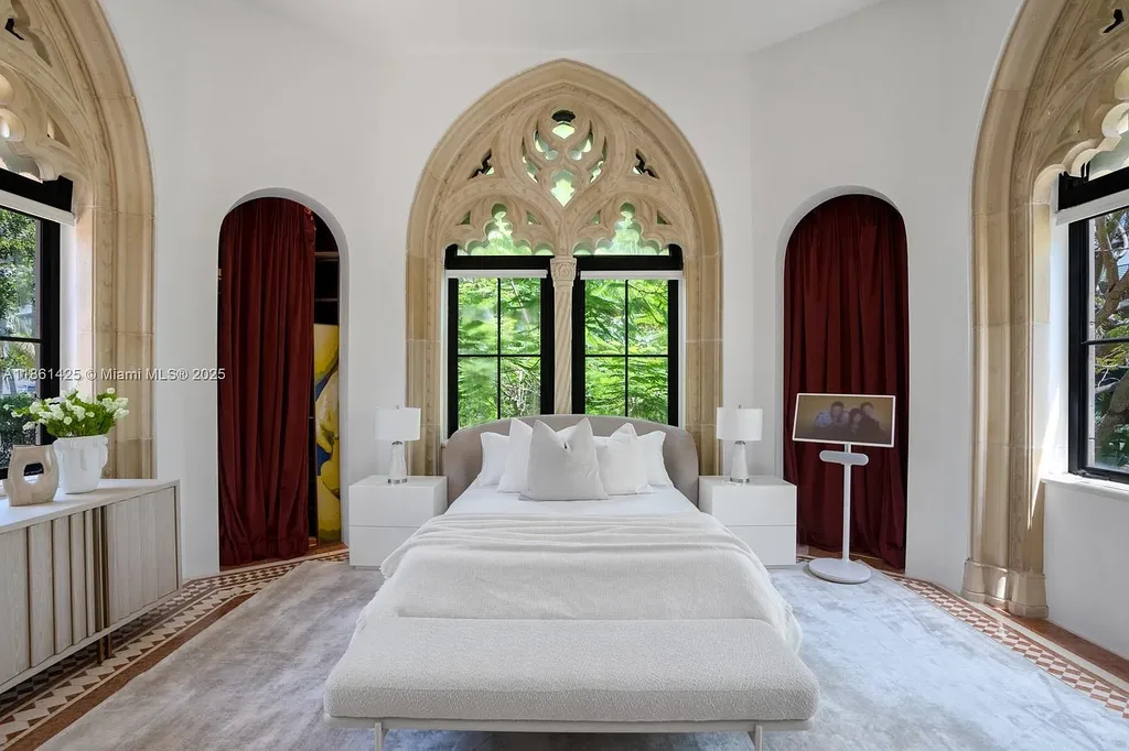 Luxury waterfront estate at 1840 S Bayshore Ln Miami, a $24 million Coconut Grove home for sale with Gothic design, infinity pool, and bay views.