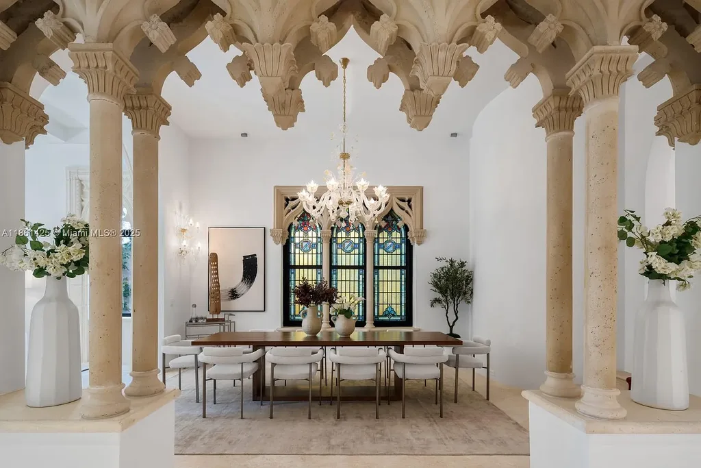 Luxury waterfront estate at 1840 S Bayshore Ln Miami, a $24 million Coconut Grove home for sale with Gothic design, infinity pool, and bay views.