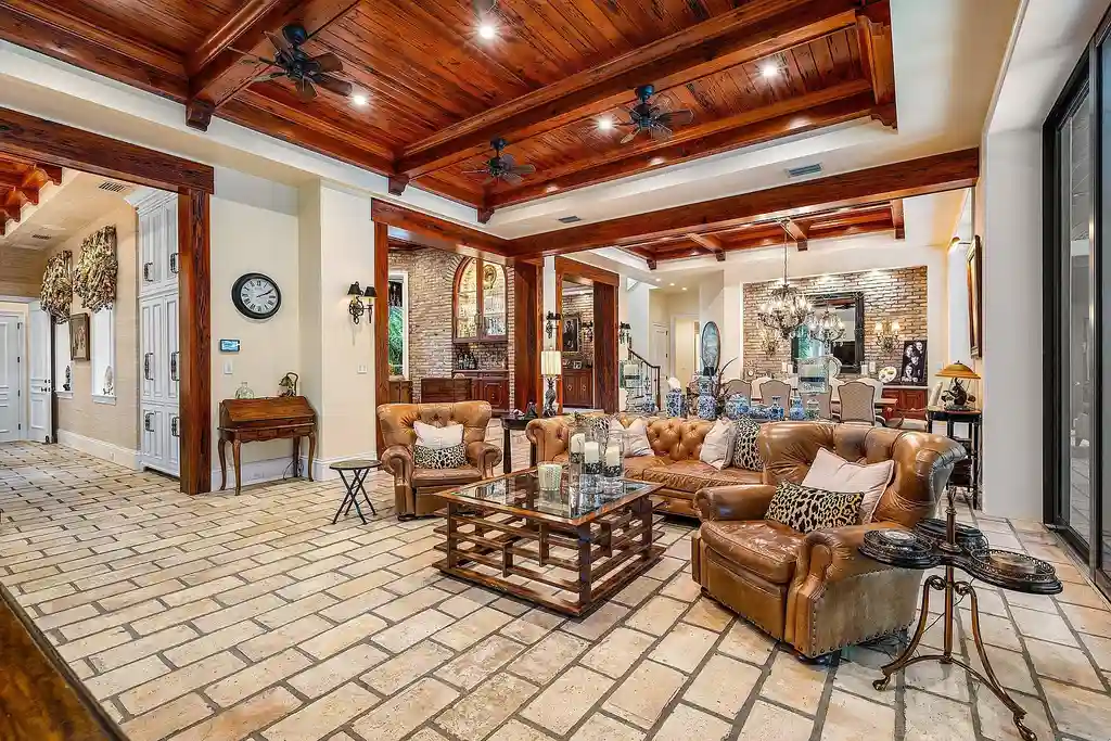 Front exterior of 518 Harbor Court Delray Beach luxury home for sale with European-inspired architecture and lush landscaping