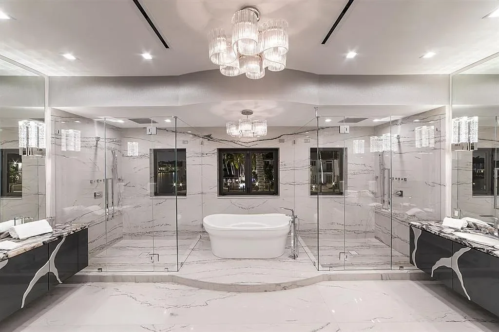 529 Bontona Ave Fort Lauderdale luxury waterfront estate with 6 bedrooms, 10 bathrooms, pool, marina dock, and custom interiors for sale.