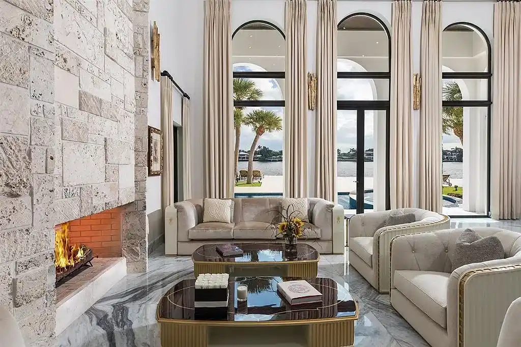 529 Bontona Ave Fort Lauderdale luxury waterfront estate with 6 bedrooms, 10 bathrooms, pool, marina dock, and custom interiors for sale.