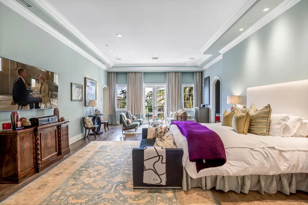 Luxury aerial view of 799 Sanctuary Drive Boca Raton FL 33431 showcasing $29,500,000 waterfront estate with 8 bedrooms 12 baths private pool and yacht dock