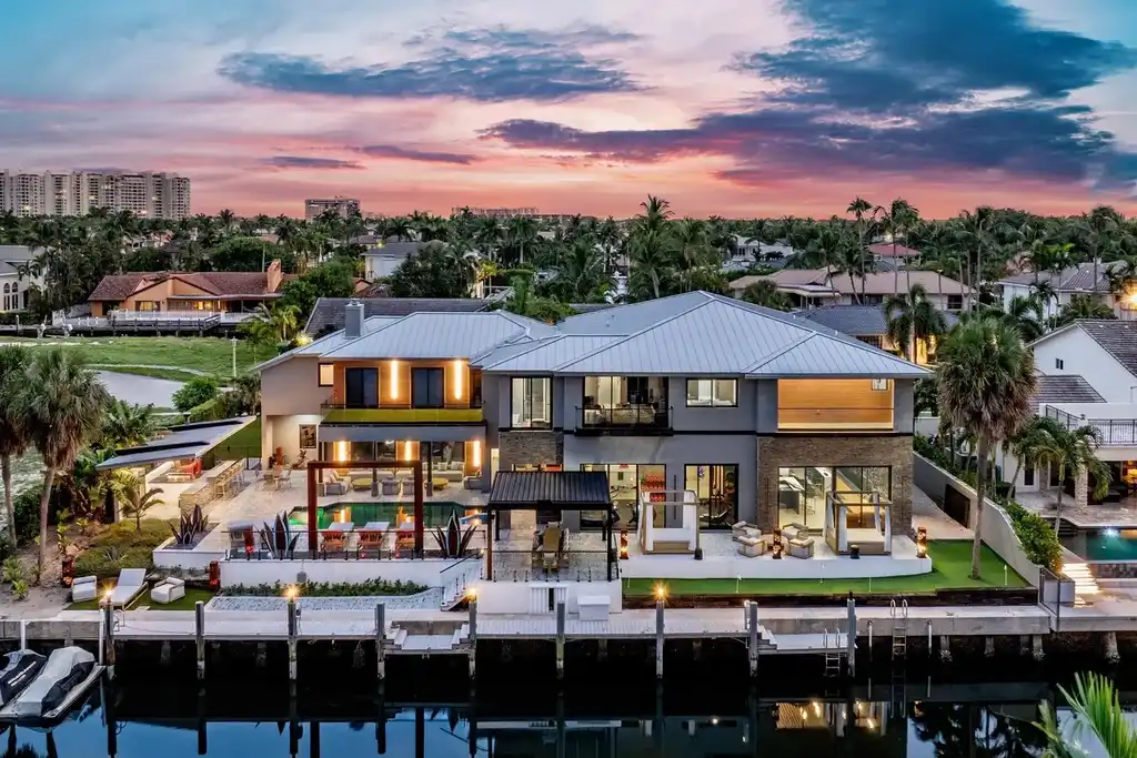 839 NE Bay Isle Drive luxury waterfront home in Boca Raton featuring modern architecture, saltwater pool, and direct ocean access
