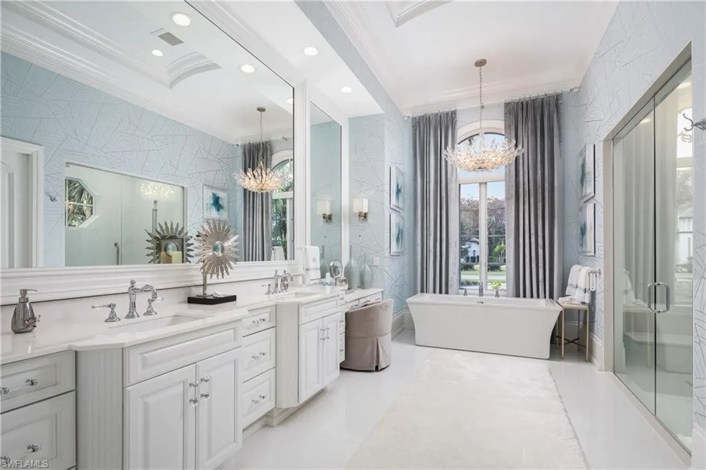 Primary suite with spa-like bathroom in Naples luxury house