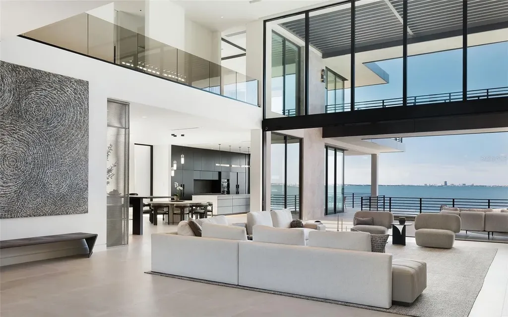 Exterior view of 388 S Shore Dr Sarasota FL waterfront estate with bay views